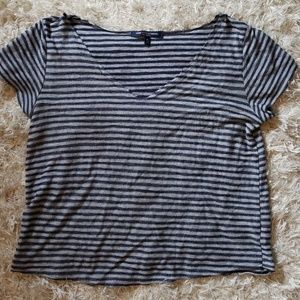 Gray & blue striped shirt